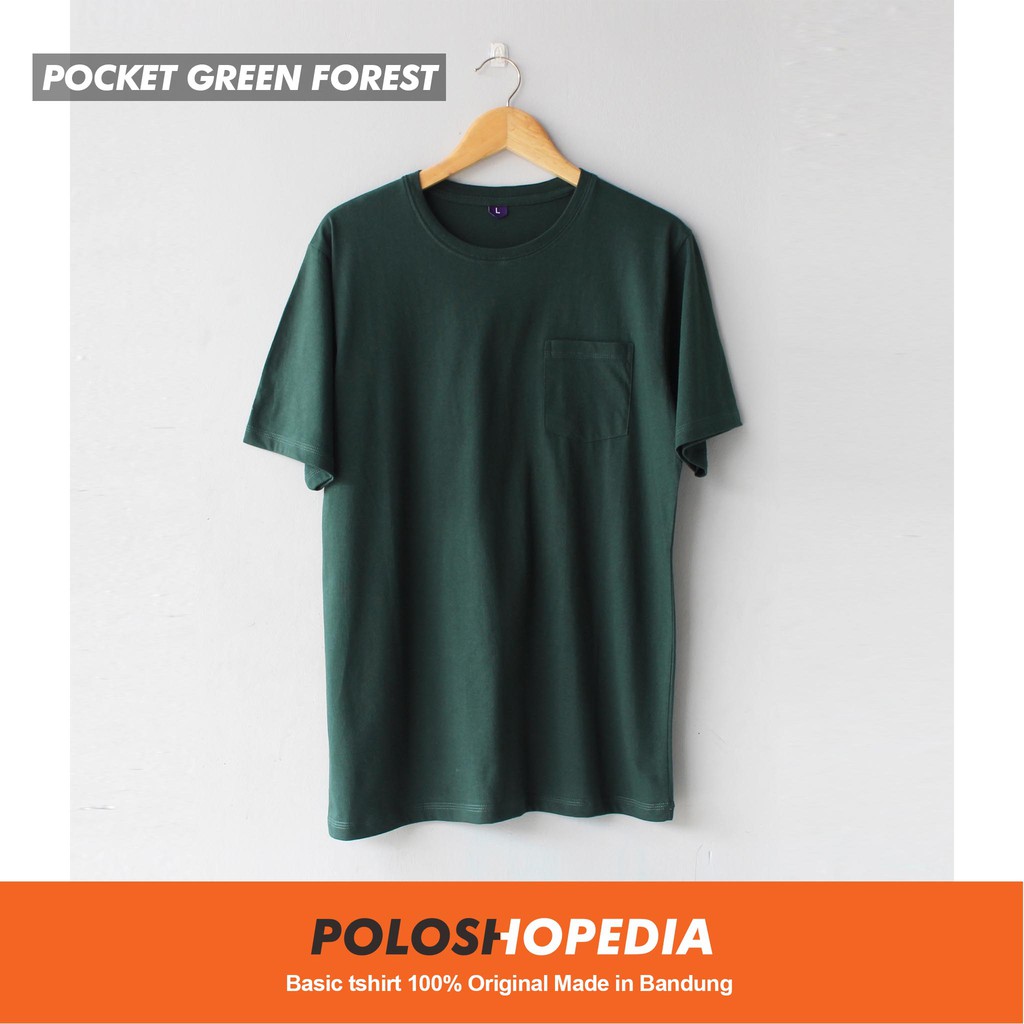 KAOS POLOS POCKET GREEN FOREST UNISEX  / KAOS POLOS PRIA WANITA / BAJU KAOS POLOS SAKU HIJAU BOTOL