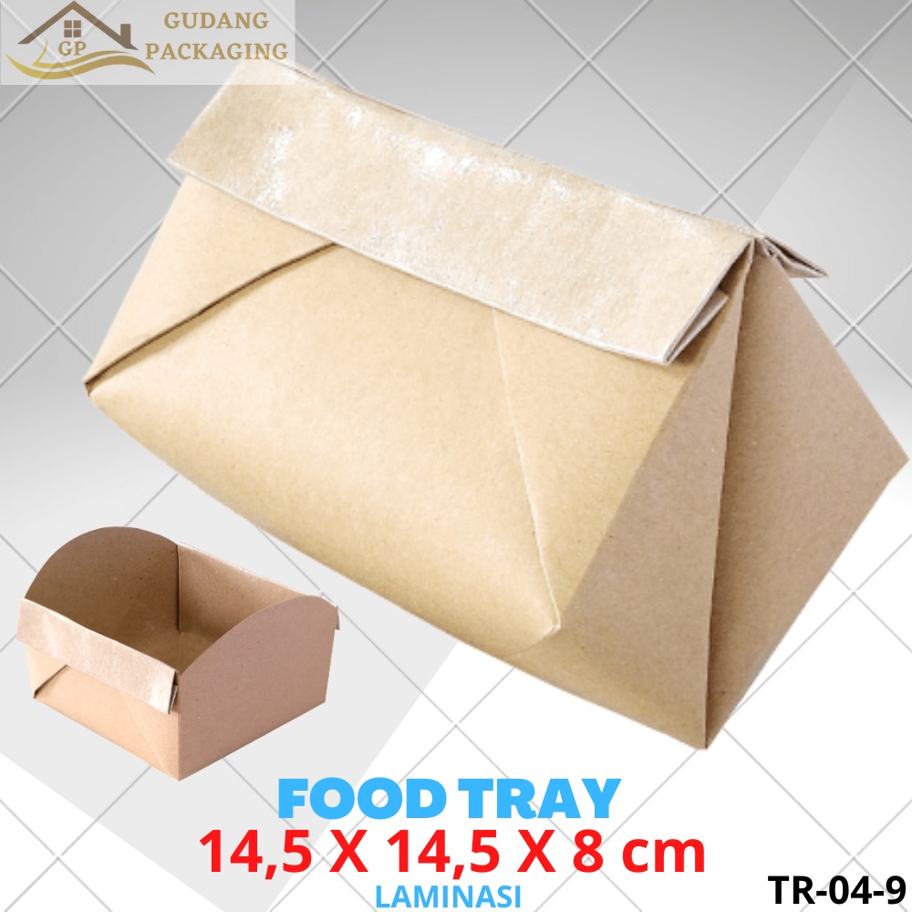 

BOX DUS KARDUS FOOD TRAY MAKANAN NASI BUNGKUS KERTAS NASI / BOX NASI SNACK 14,5x14,5x8 CM LAMINASI