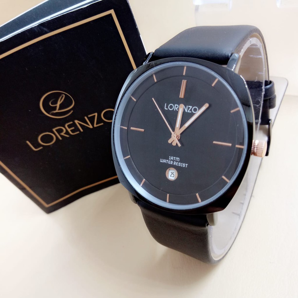 Lorenzo 1058 - Jam Tangan Pria Murah Anti Air - Tali Kulit - Analog Quartz - Original