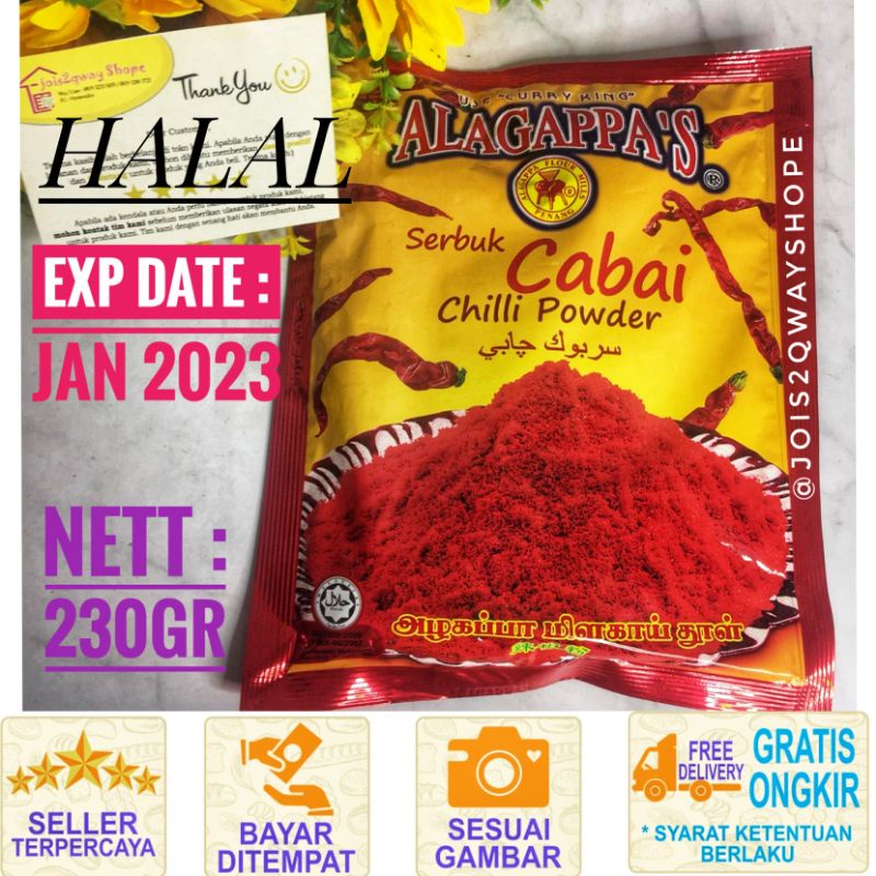 

Bubuk Cabe Alagappas 230gr / Serbuk Cabai Alagappa's Chilli powder 230gr / Bumbu Import