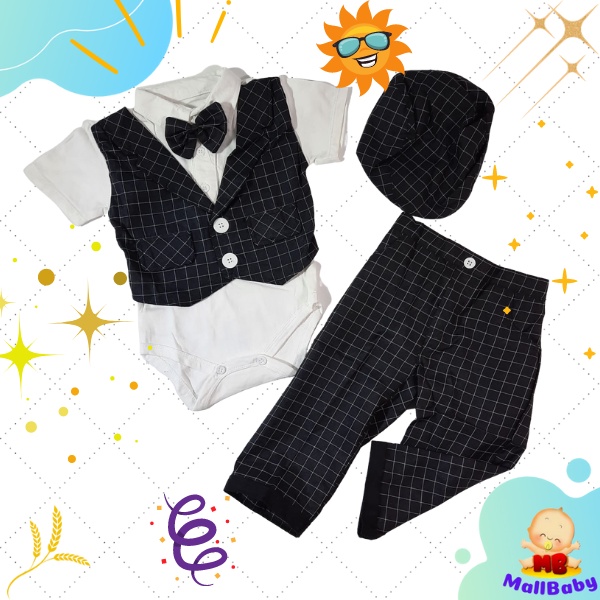 Baju Bayi Laki Laki 6 12 Bulan Setelan Jumper Kemeja Baju Bepergian Jalan Jalan Anak Bayi Topi Little Captain