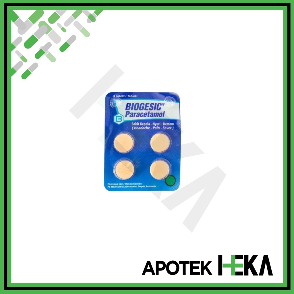 Biogesic Parasetamol Strip isi 4 Tablet - Obat Sakit Kepala, Demam (SEMARANG)