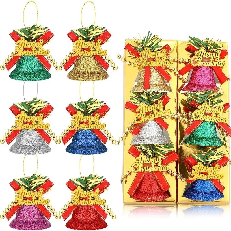 6pcs / Kotak Liontin Jingle Bell Untuk Dekorasi Pohon Natal