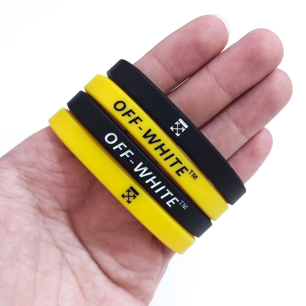 Gelang Pria Rubber / Wristband - OFF WHITE - Aksesoris Fashion Hype [ Gratis Ongkir / Cod ]