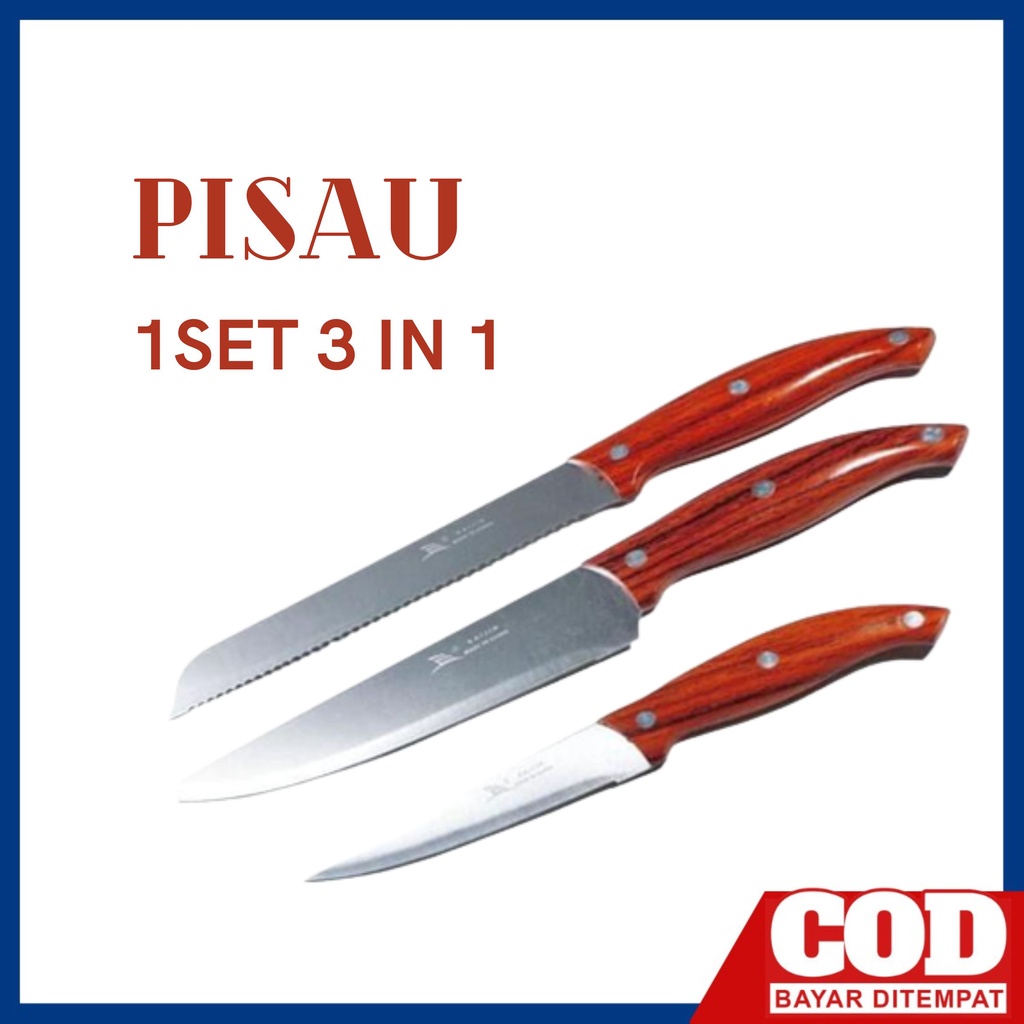 PISAU ISI 3 knife set stainless pisau dapur set