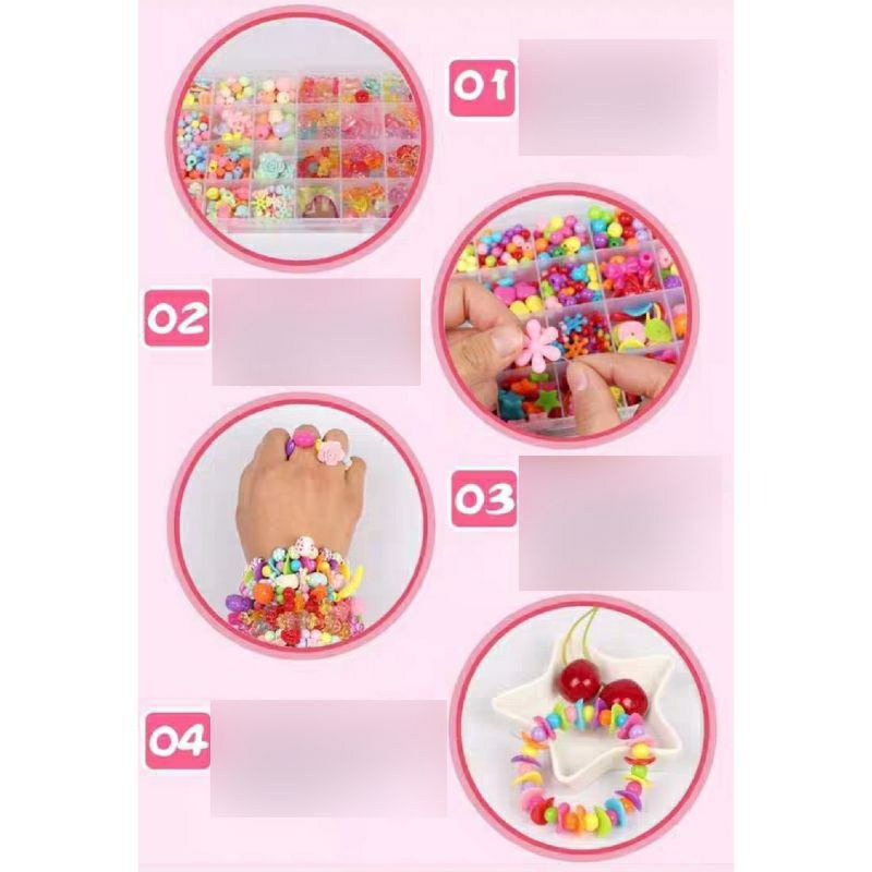Mainan Anak Creative Box Ronce 10 Bentuk kreasi buat gelang kalung anak kado ultah anak perempuan laki Balita ape paud tk meronce  pop it boneka boba anak cowok cewek 2 3 4 5 6 7 tahun-2