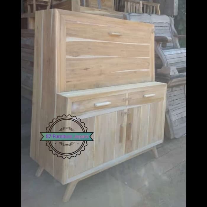 Meja belajar jati retro - lemari unik serba guna kayu jati mentahan