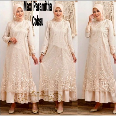 Baju Gaun Anggun Wanita Remaja Mulslimah Mewah Terbaru 2022 Model Kekinian Trendy Gamis Modern Pesta