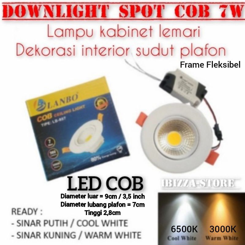 Lampu Downlight LED Spot Sorot COB 7 / 5 W Watt 7w  /5w 7watt-IBZ