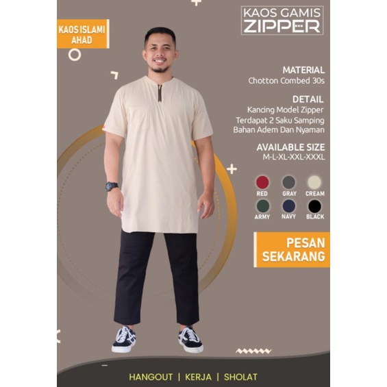 Kaos Gamis Zipper Ahad Original