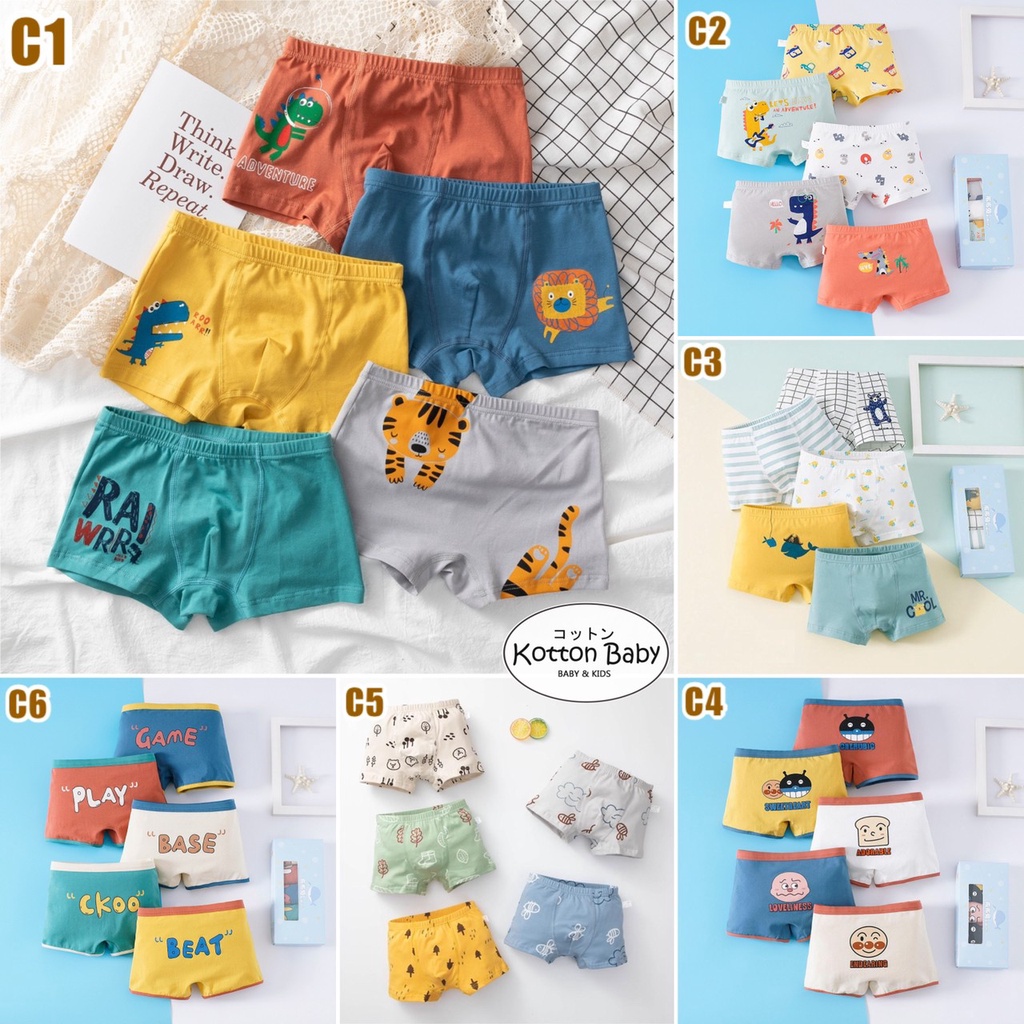 2-6thn || (5 pcs) CD Celana Dalam Anak Boxer Laki-laki karakter katun catalog C