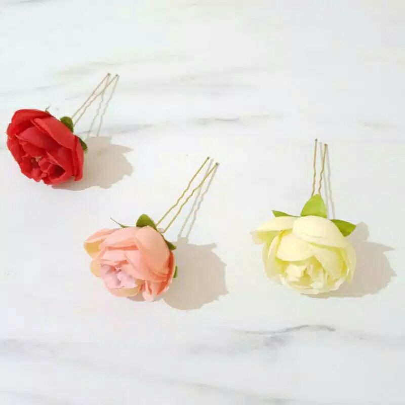 Sirkam Tusuk cucuk rambut - tusuk konde harnal aspel bunga mawar hairpin - jepit / jepitan rambut