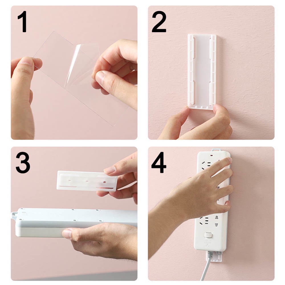 Self Adhesive Wall-mounted Power Strip Holder/Punch Free Socket Panel Plug Fixer for Power Strip Holder Organizer