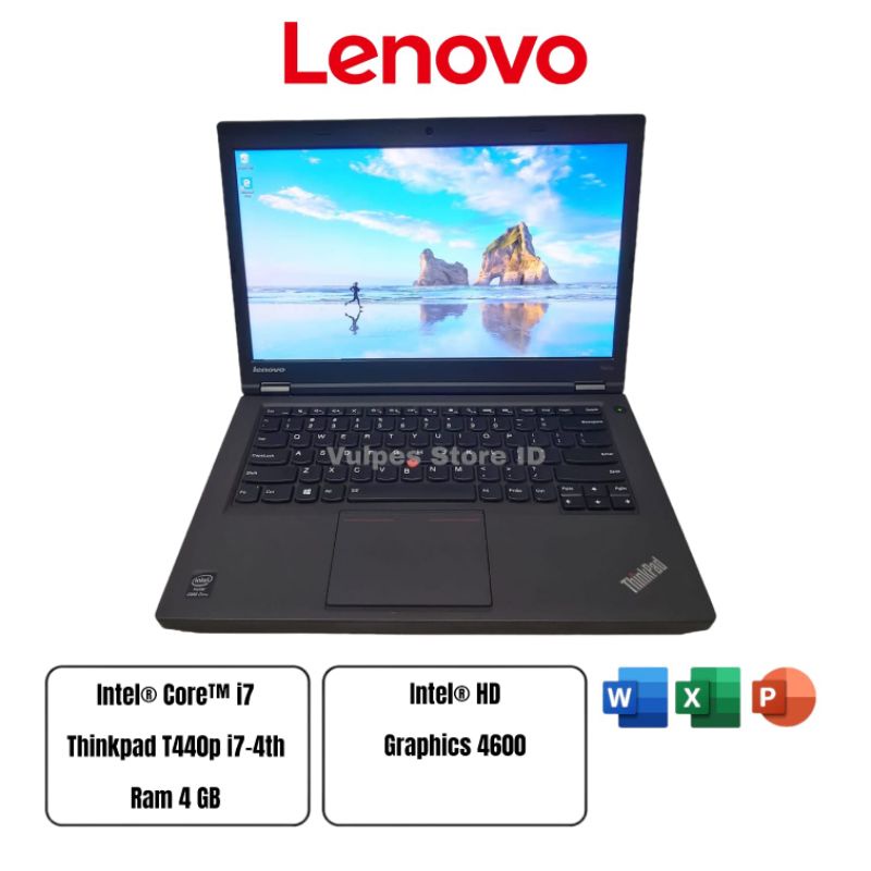 Lenovo Thinkpad T440p core i7 gen 4th ram 4gb / ram 8gb second Murah