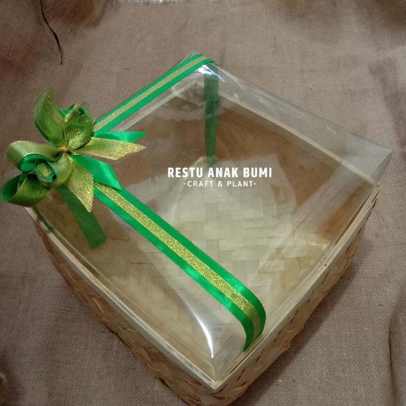 (BMT) wadah parcel wadah hampers kotak seserahan Besek Bambu Mika Tinggi 30 cm|Hampers|Hantaran Nika