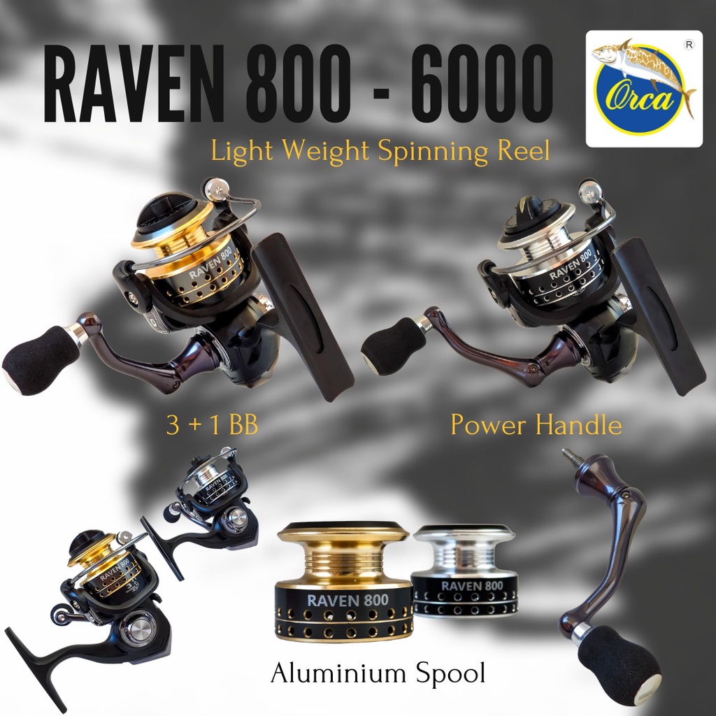 Reel Spinning Orca Raven Power Handel 800-6000 Reel Kuat