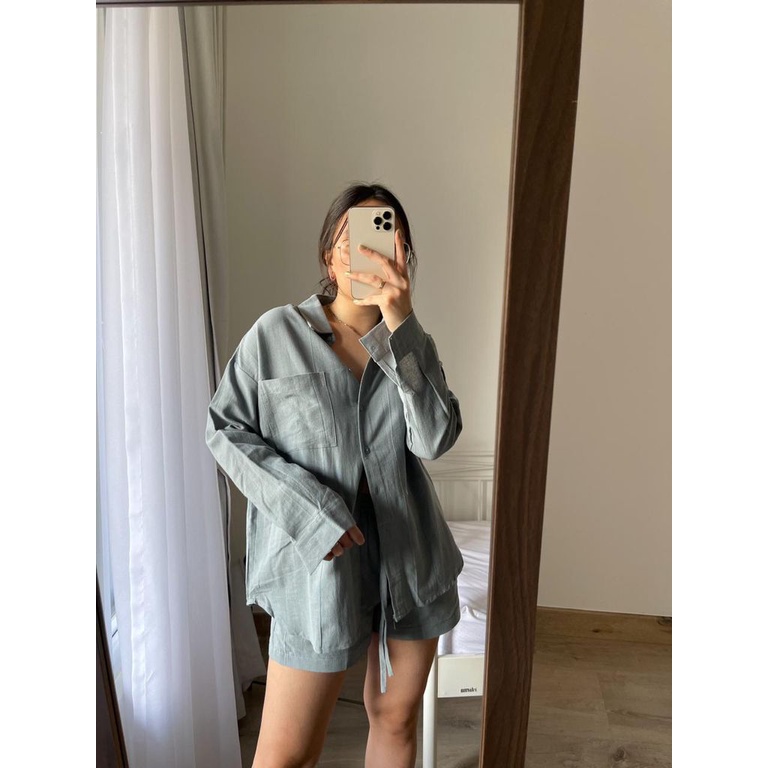 Eria Linen Set-Dusty Blue