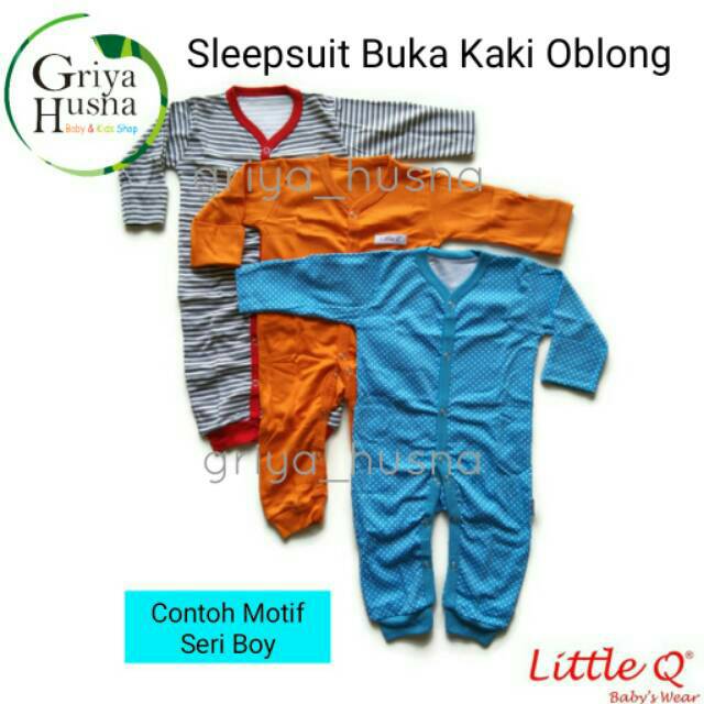 Sleepsuit buka kaki polos Little Q baju kodok bayi Sleepsuit buka kaki polos Little Q baju kodok bayi