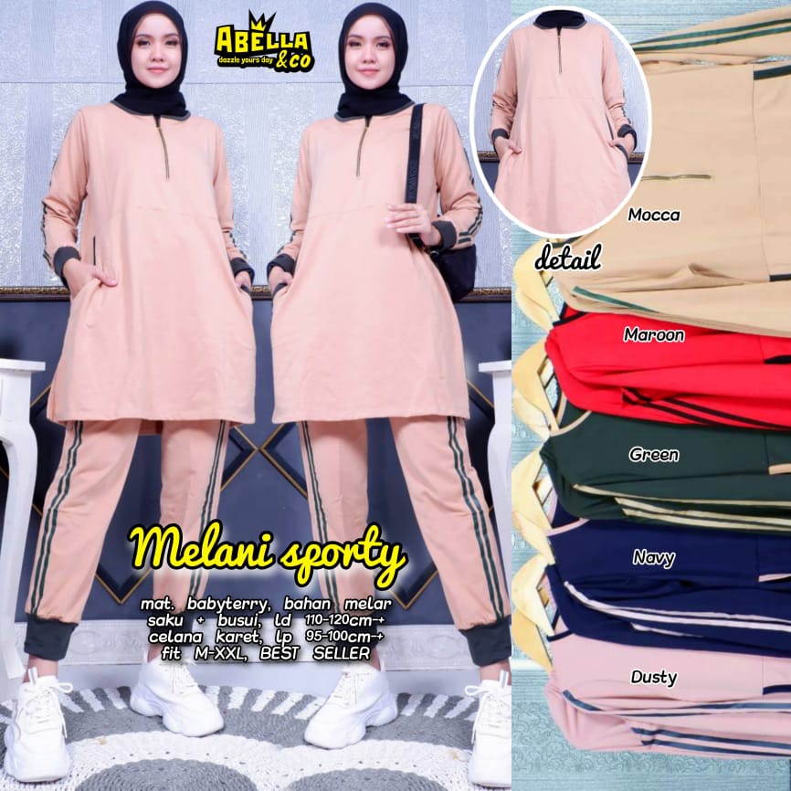 SETELAN MELANI / 20.7 / BAHAN BABYTERRY HQ / LD 110-120 CM / LP 65-100 / ONE SET SPORTY / ABELLA