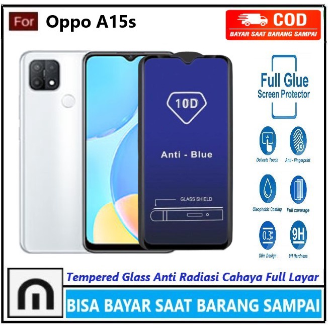 Promo Tempered Glass Anti Blue Light Oppo A15 A15s Full Cover Anti Radiasi Cahaya Anti Gores Kaca Fu