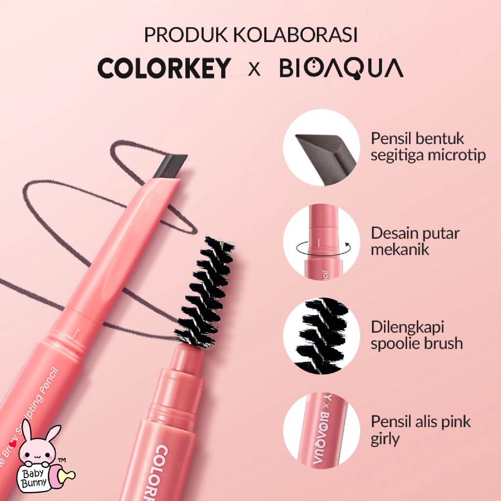 ❤ BELIA ❤ COLORKEY x BIOAQUA Fine Brow Sclupting Pencil Pensil Alis Waterproof Eyebrow Pencil Alis 3 Colours Tahan Air dan Keringat  | BPOM