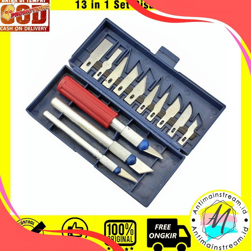 

DISKON AKHIR BULAN TERMURAH 13 in 1 Set Pisau Cutter Alat Ukir Seni Pahat Kayu Dengan 3 Handle Pisau