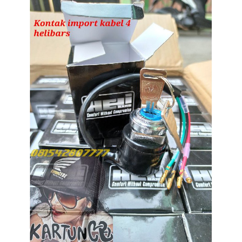Kontak CG/CB 200 twin kontak CG CB import kabel 4 anak kunci logam logo honda-2