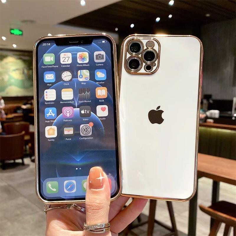 IPHONE Casing Ponsel Silikon Lembut Electroplating 6d Iphone11 12 13 14 Pro MAX Plus X XR XS Max7 8 Plus SE 2020 Shockproof Case Cover