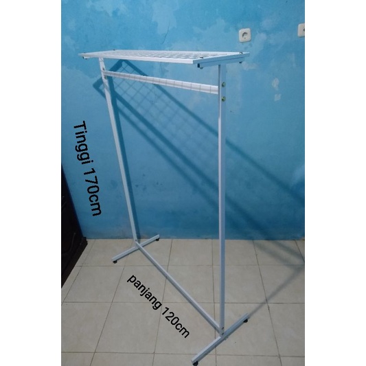 GAWANG BAJU GAMIS PAKAI ATAS RAM WARANA PUTIH TINGGI 170CM PANJANG120CM