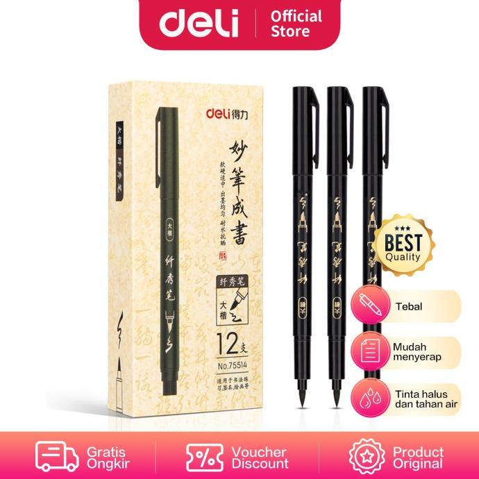 

Deli Calligraphy Pen/Pulpen Pena Kaligrafi Tebal&Mudah Menyerap 75514
