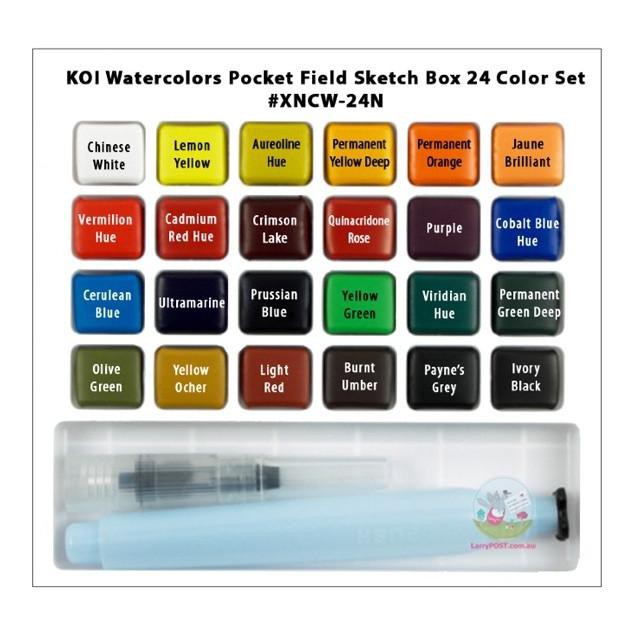 Silahkan Order] Sakura Koi Watercolour Pocket Set With Brush 24 Colours | Shopee Indonesia