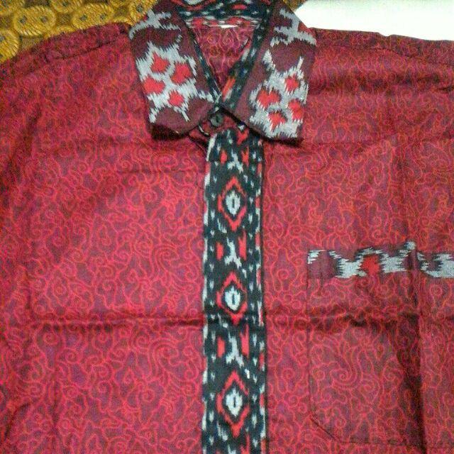Kemeja Hem Batik Pria Mega Merah Ekslusive||trand Batik Fashion Pekalongan