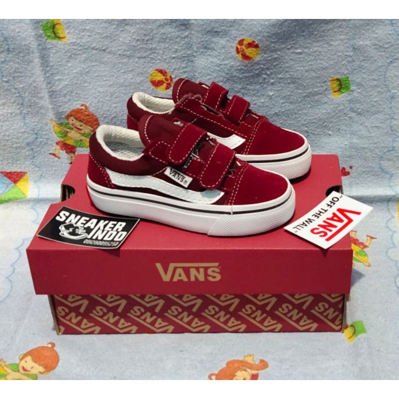SEPATU V4NS ANAK OLDSKOOL MAROON VELCRO TALI SEPATU ANAK SEPATU ANAK PEREMPUAN SEPATU ANAK LAKI LAKI-6