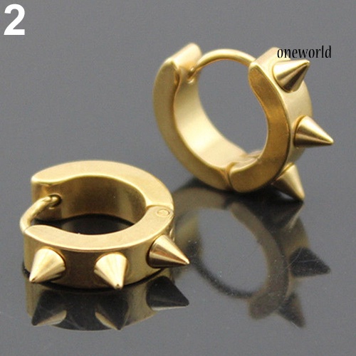 OW@ Men Women Fashion Punk Gothic Stainless Steel Hoop Stud Earrings Jewelry