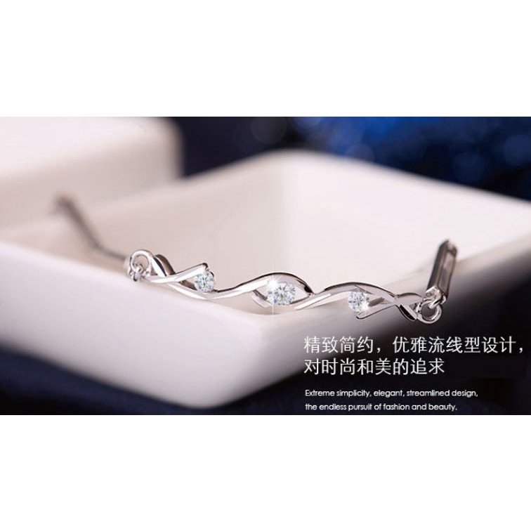 Gelang Sterling Silver Hias Batu Gaya Korea Untuk Wanita