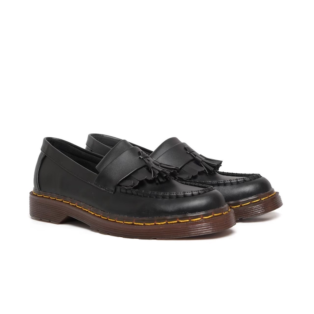 Sepatu Loafers Casual Pria Wanita Kulit Formal Kuliah Penny Loafer Kasual Sepatu Slip On - Ziggy Black