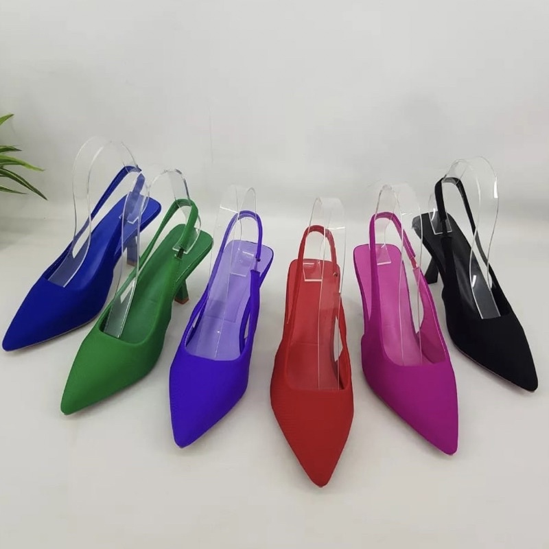 Basic High heels polos stripe back by Zara import high quality fashion shoes sepatu wanita hak tingg