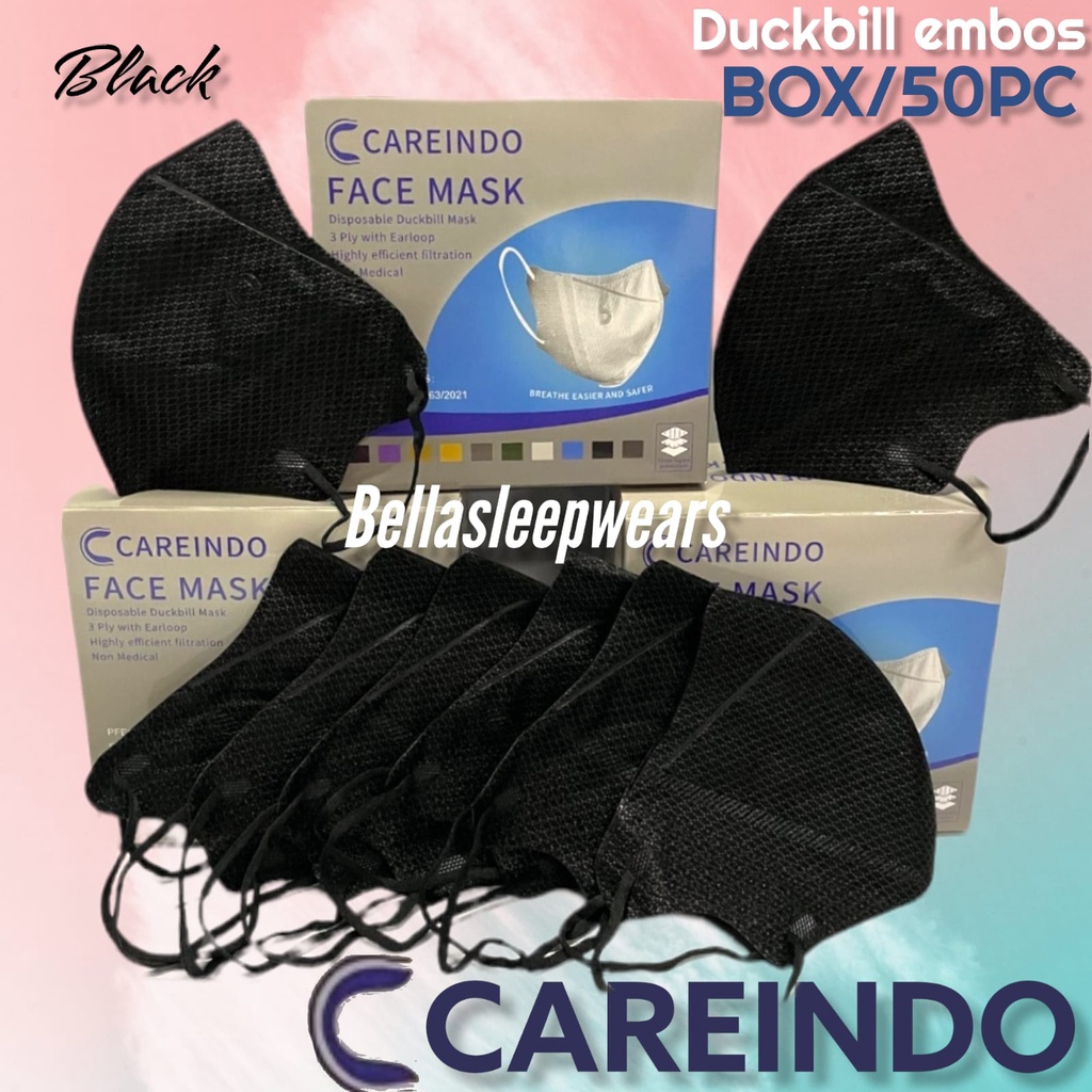 CAREINDO - MASKER DUCKBILL RAVA CAREINDO 3PLY EMBOS C BOX ISI 50 GARIS FACE MASK - MIRIP UTAMA