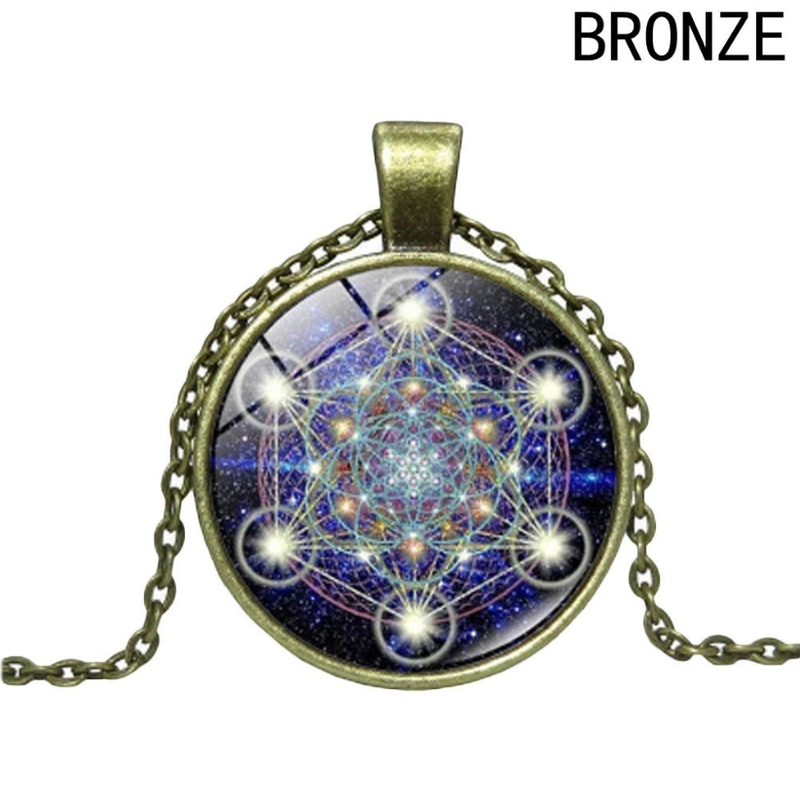 Kalung Rantai Dengan Liontin Kubus Metatron 's Sacred Geometri Untuk Wanita