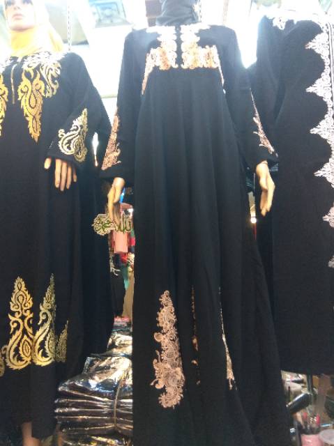 Gamis hitam bordier II abaya hitam II dress muslim II maxi