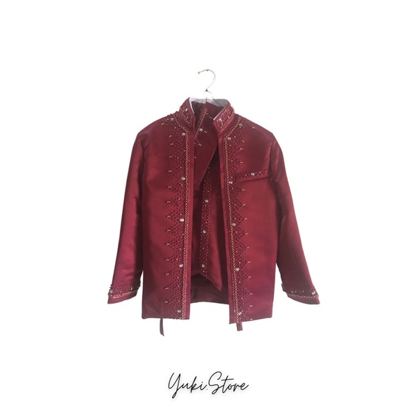 Satu set Beskap sunda asraf merah maroon
