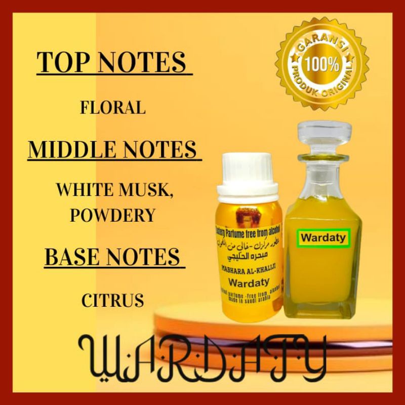 wardaty , wardah abyad 100ml bibit parfum arab , parfum sunnah by mabhara alkhaliji