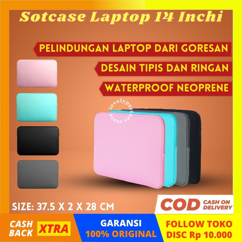 PL01 Softcase Laptop Notebook Asus 14 inchi Murah Zipper Pelindung Leptop Polos Soft Case Anti Gores Untuk Mc Book Apple Lenovo Acer Sekolah Kerja Jalan Wanita Cewek Perempuan Pria Cowo Laki Laki Anak Kuliah Note Net Book Cantik Bagus Korea Cover Inch