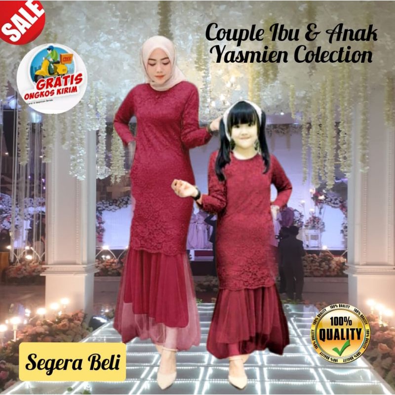 Baju Couple Brukat Ibu Anak Perempuan Dewasa Pesta Undangan Lamaran Remaja Kekinian Terbaru