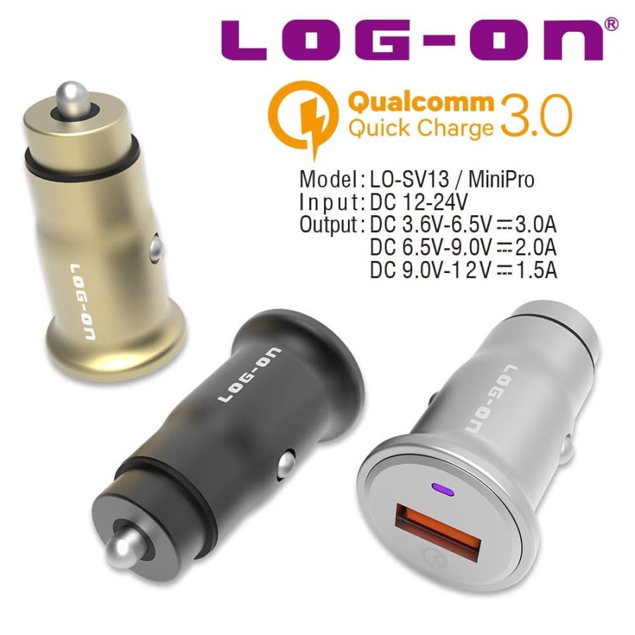 Saver LOG-ON LO-SV13 MINIPRO Qualcomm Quick Charge 3.0 Car Charger LED INDIKATOR