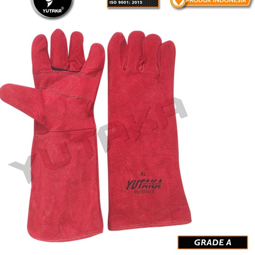 SARUNG TANGAN LAS YUTAKA 16 INCH MERAH/sarung tangan kulit las yutaka 16 inch murah/sarung tangan we