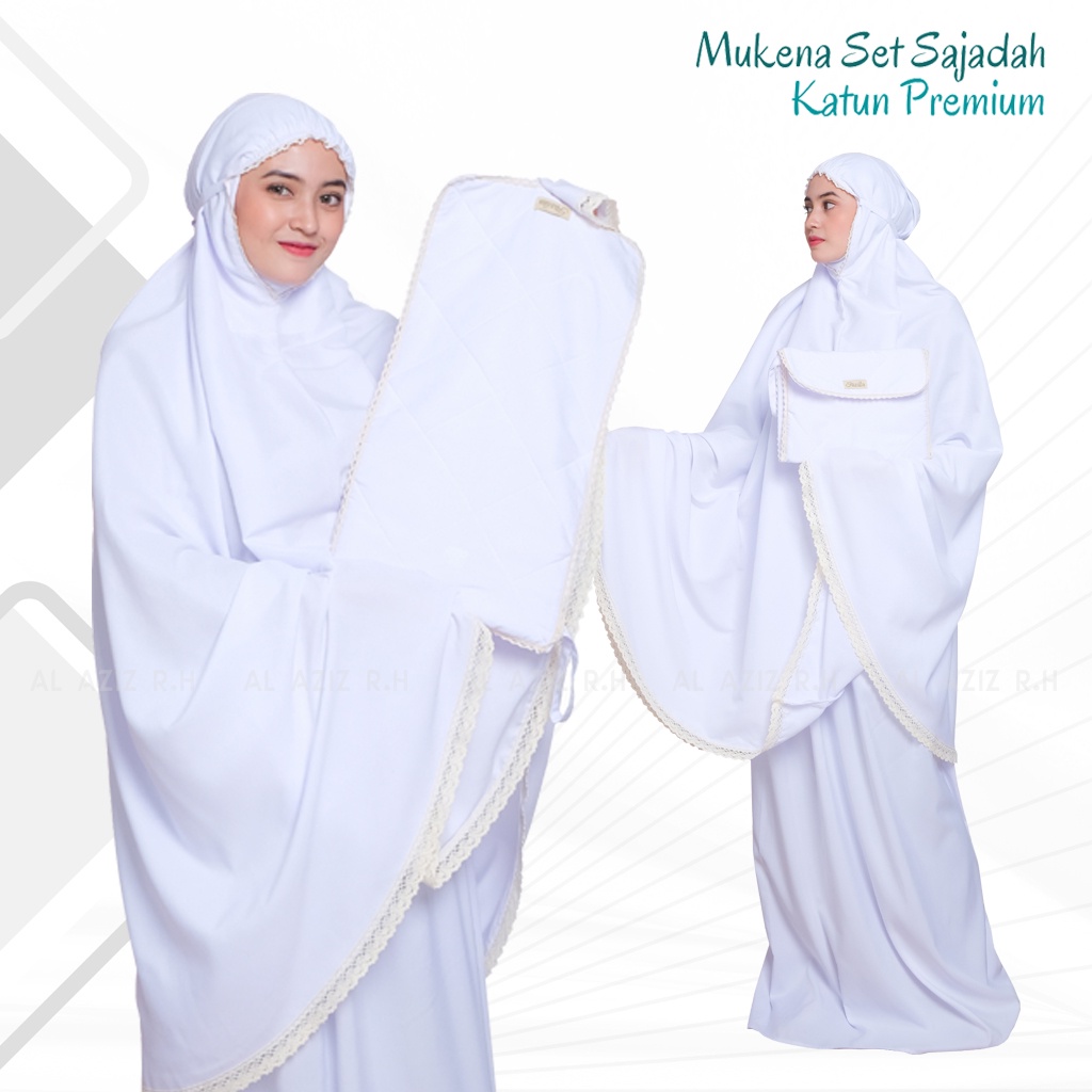 Mukena Warna Putih Dewasa Set Sajadah Premium