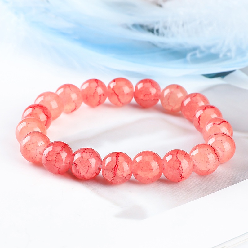 10mm Cracked Stone Charm Colorful Jade Bracelet Women Popcorn Crystal Bracelets
