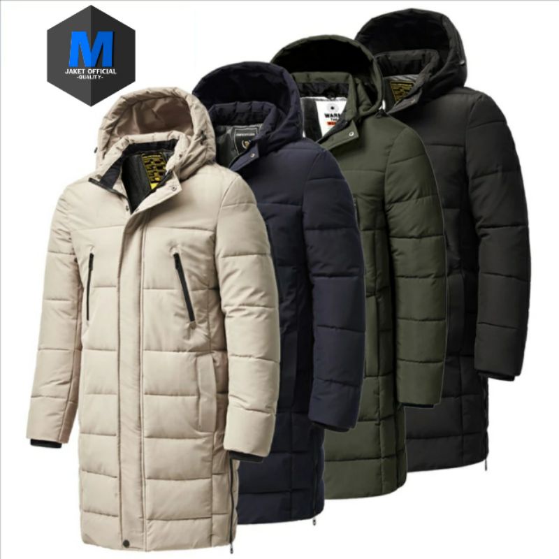 Jaket pria Bertudung Tebal Hangat Panjang Plus Musim Dingin