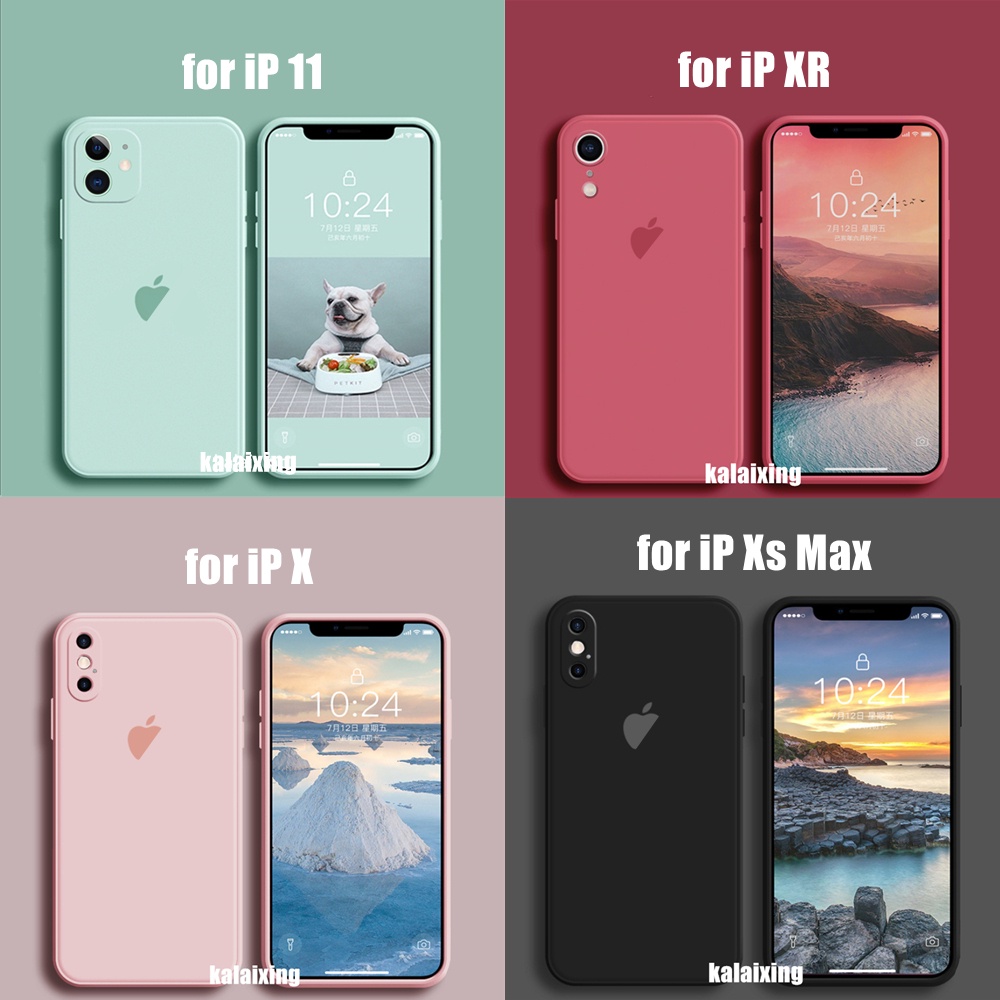 Soft Case Silikon Bentuk Kotak Warna-Warni Untuk iPhone X XR Xs Max 7Plus 8Plus 11